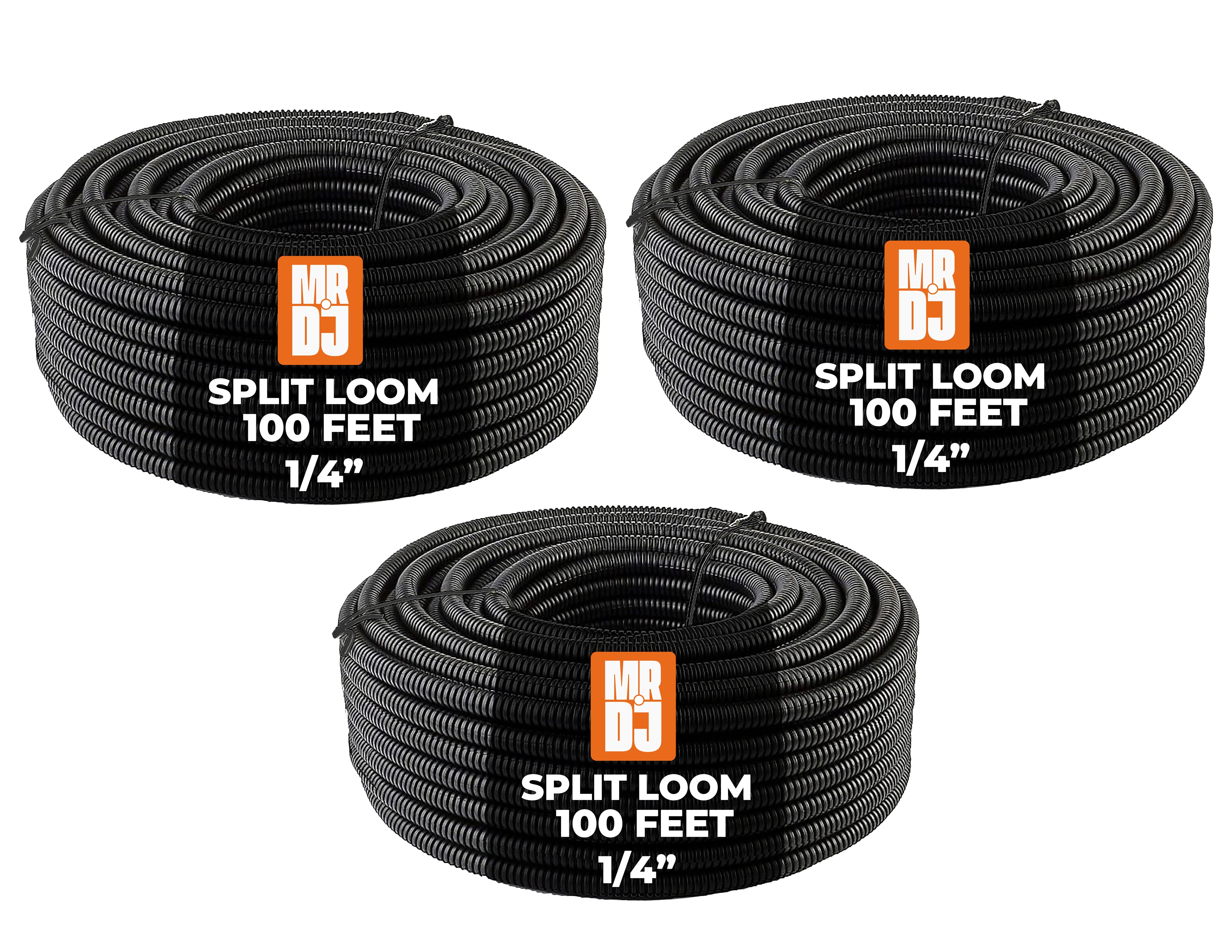 MR DJ 300' (100' Roll) 1/4" 3/8" 1/2" Split Wire Loom Conduit Tubing Sleeve Tube Bundle