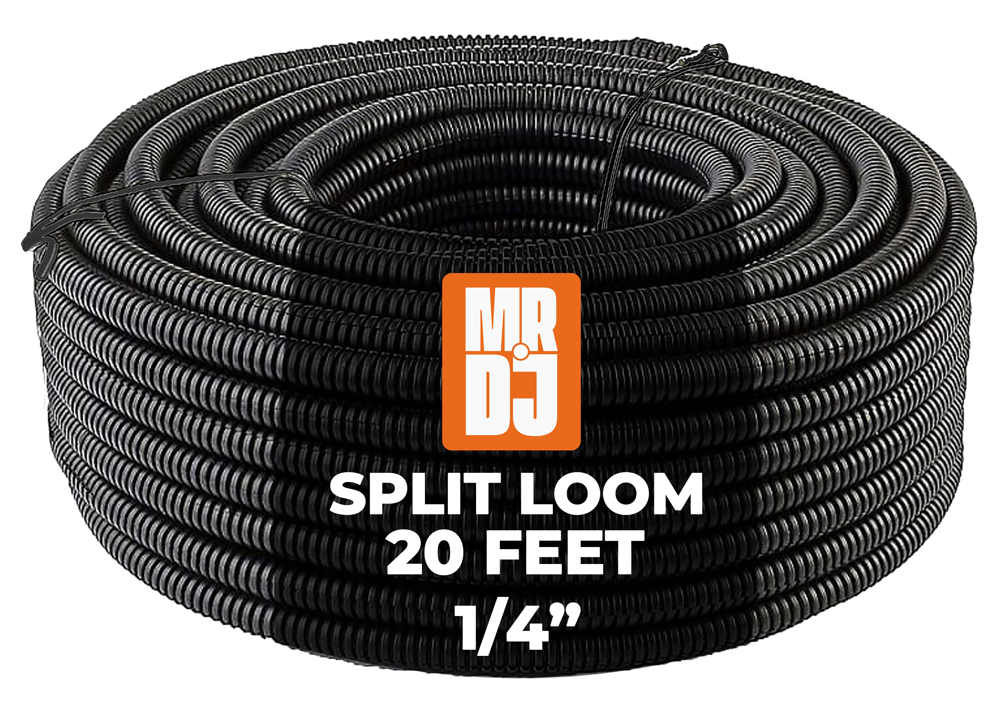 MR DJ 3-Pack 1/4", 1/2", 3/4" x 20 Feet Each Split Wire Loom Convoluted Tubing