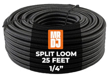 Load image into Gallery viewer, MR DJ 4-Pack 1/4", 3/8", 1/2", 3/4" x 25 Feet Each Split Wire Loom Convoluted Tubing