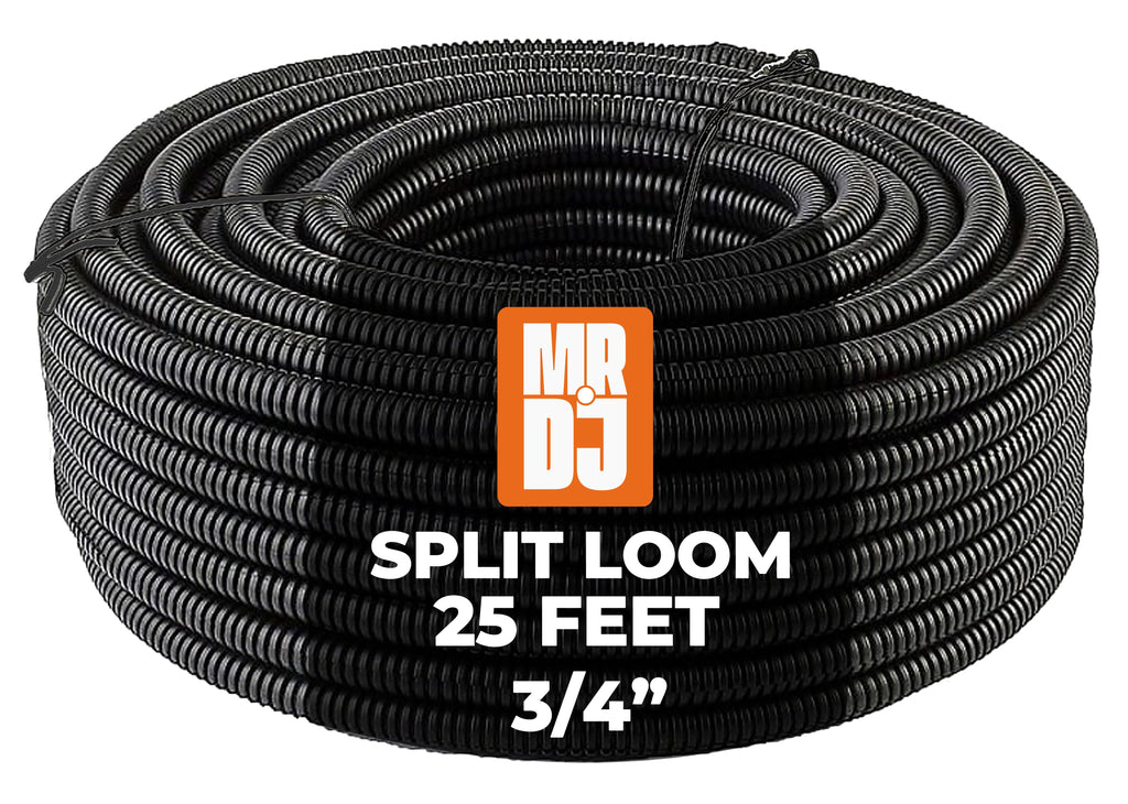 MR DJ 4-Pack 1/4", 3/8", 1/2", 3/4" x 25 Feet Each Split Wire Loom Convoluted Tubing