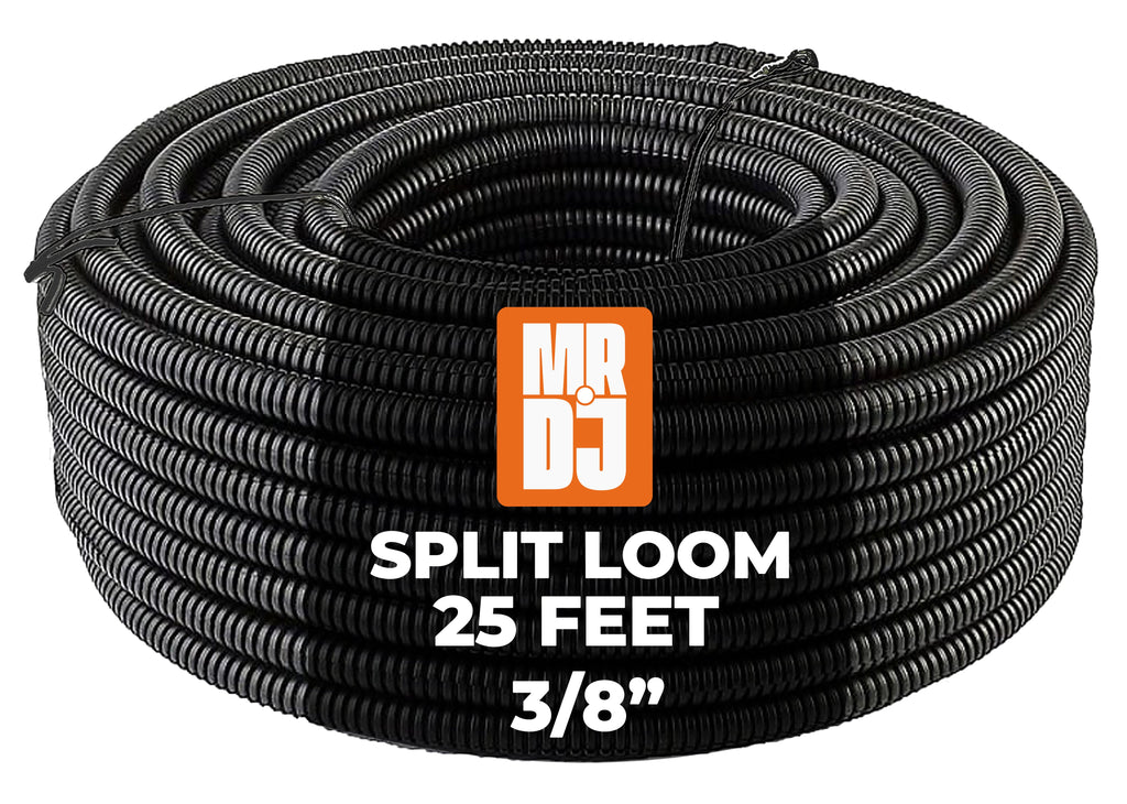 MR DJ 4-Pack 1/4", 3/8", 1/2", 3/4" x 25 Feet Each Split Wire Loom Convoluted Tubing