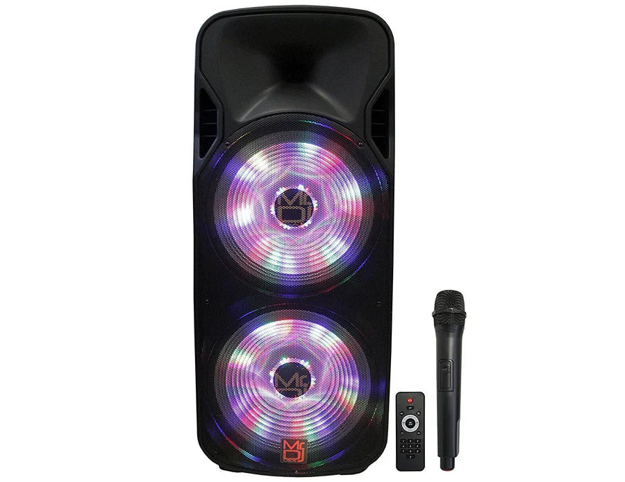 MR DJ Lets Jump<br>Dual 15" 3Way 5000W DJ Active Speaker Powered PA Party BT USB Speaker MIC