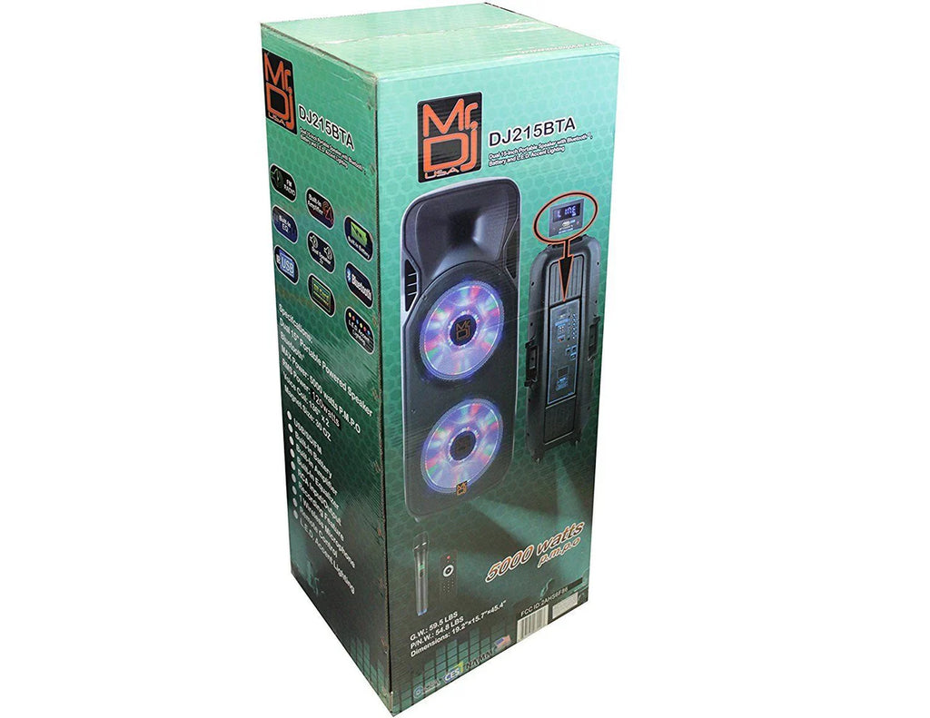 Mr. Dj LETS JUMP 3-Way dual 15â€ portable Active full range speaker, 5000 Watts P.M.P.O