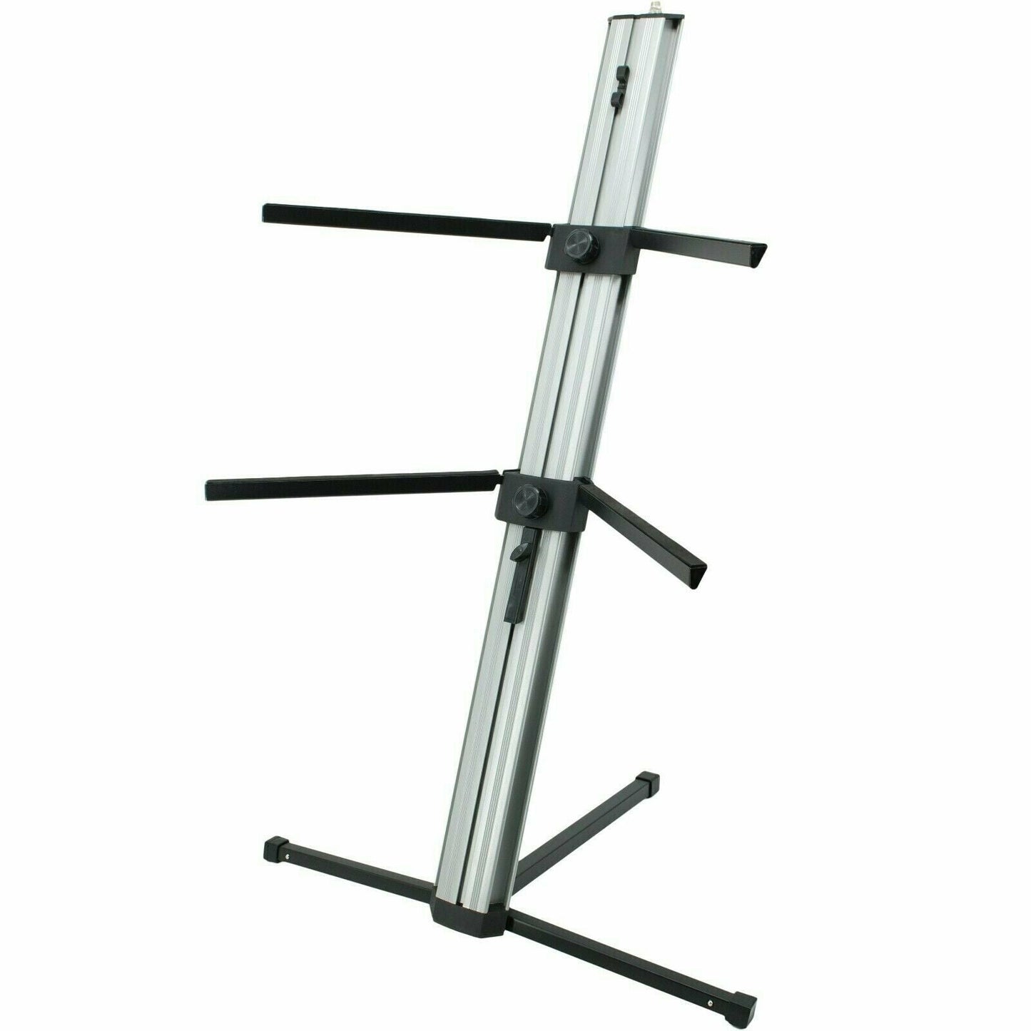 MR DJ KS1000 Professional 2-Tier Column Keyboard Stand Silver W 5/8" Mic Mount