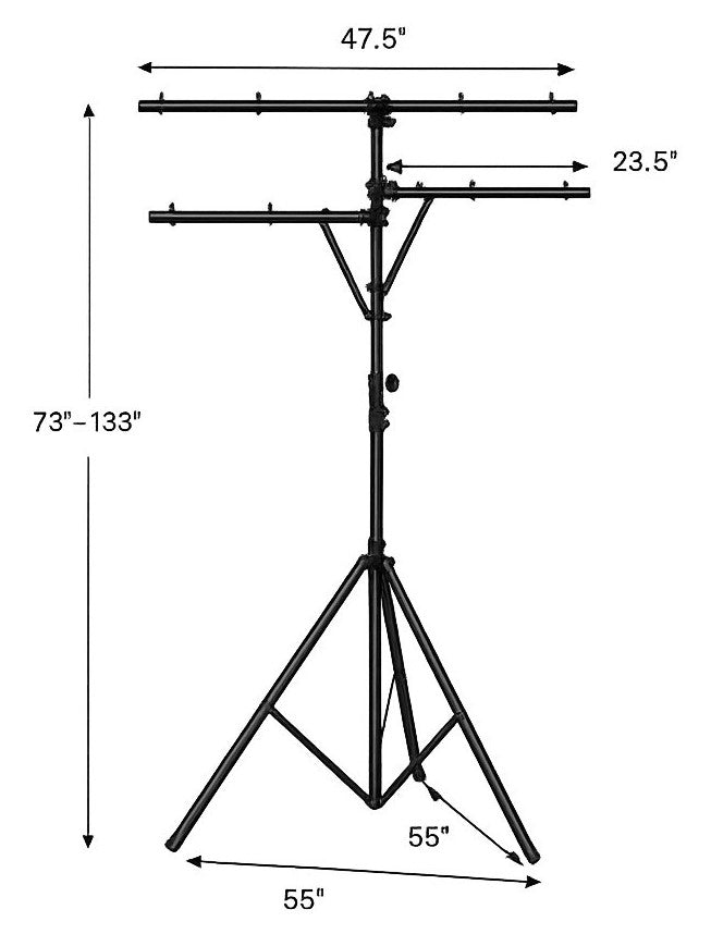 2 Mr DJ LS-360 Heavy Duty DJ Light Stand w/ Two Fixture Arms & T-Bar