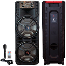 Load image into Gallery viewer, MR DJ NEWYORK+ Dual 12&quot; Rechargeable Portable Bluetooth Karaoke Speaker Party Flame Lights Microphone TWS USB FM Radio