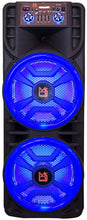Load image into Gallery viewer, MR DJ NEWYORK+ Dual 12&quot; Rechargeable Portable Bluetooth Karaoke Speaker Party Flame Lights Microphone TWS USB FM Radio