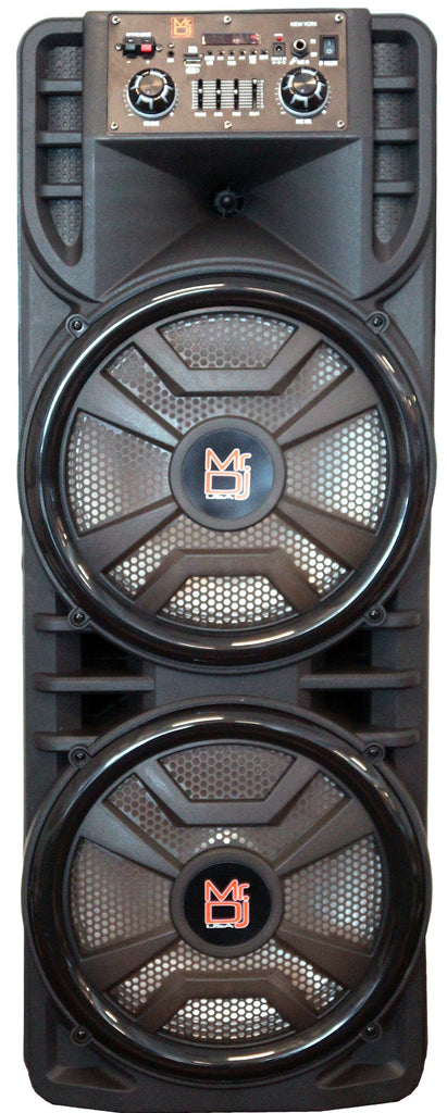 MR DJ NEWYORK+ Dual 12" Rechargeable Portable Bluetooth Karaoke Speaker Party Flame Lights Microphone TWS USB FM Radio