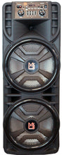 Load image into Gallery viewer, MR DJ NEWYORK+ 12" X 2 Rechargeable Portable Bluetooth Karaoke Speaker with Party Flame Lights Microphone TWS USB FM Radio