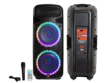 Load image into Gallery viewer, Mr. Dj PSBAT6200 Dual 15" Portable Rechargeable 4000W Powered Active PA DJ Speaker with Built-In Bluetooth &amp; LED Light