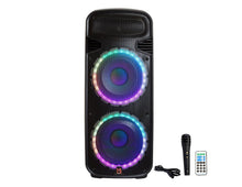 Load image into Gallery viewer, Pair of Dual 15" Portable Rechargeable 4000W Max Powered Active PA DJ Speaker with Built-In Bluetooth &amp; LED Light