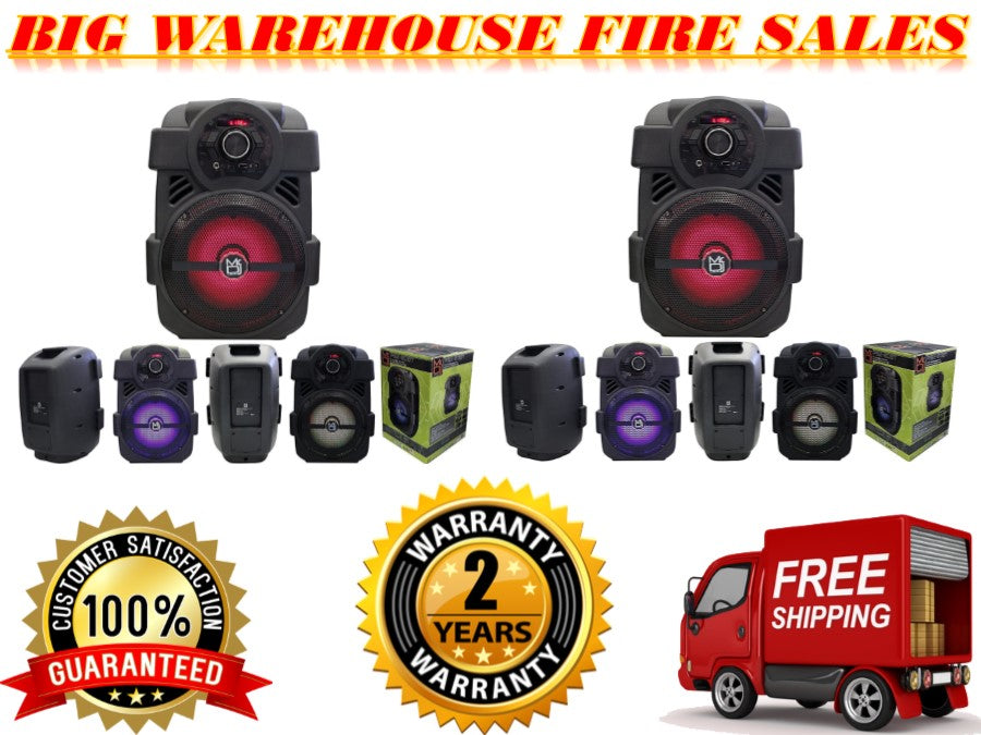 2 MR DJ PSE-80BT 8â€ 1200W Portable Rechargeable Bluetooth Active Speaker