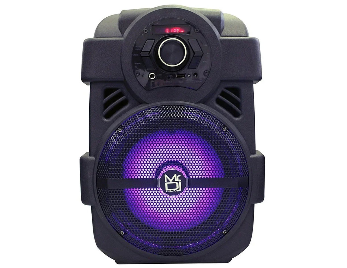 2 MR DJ PSE80BT 8" Portable Bluetooth Active Speaker Rechargeable Battery Party Speaker 1200 Watts