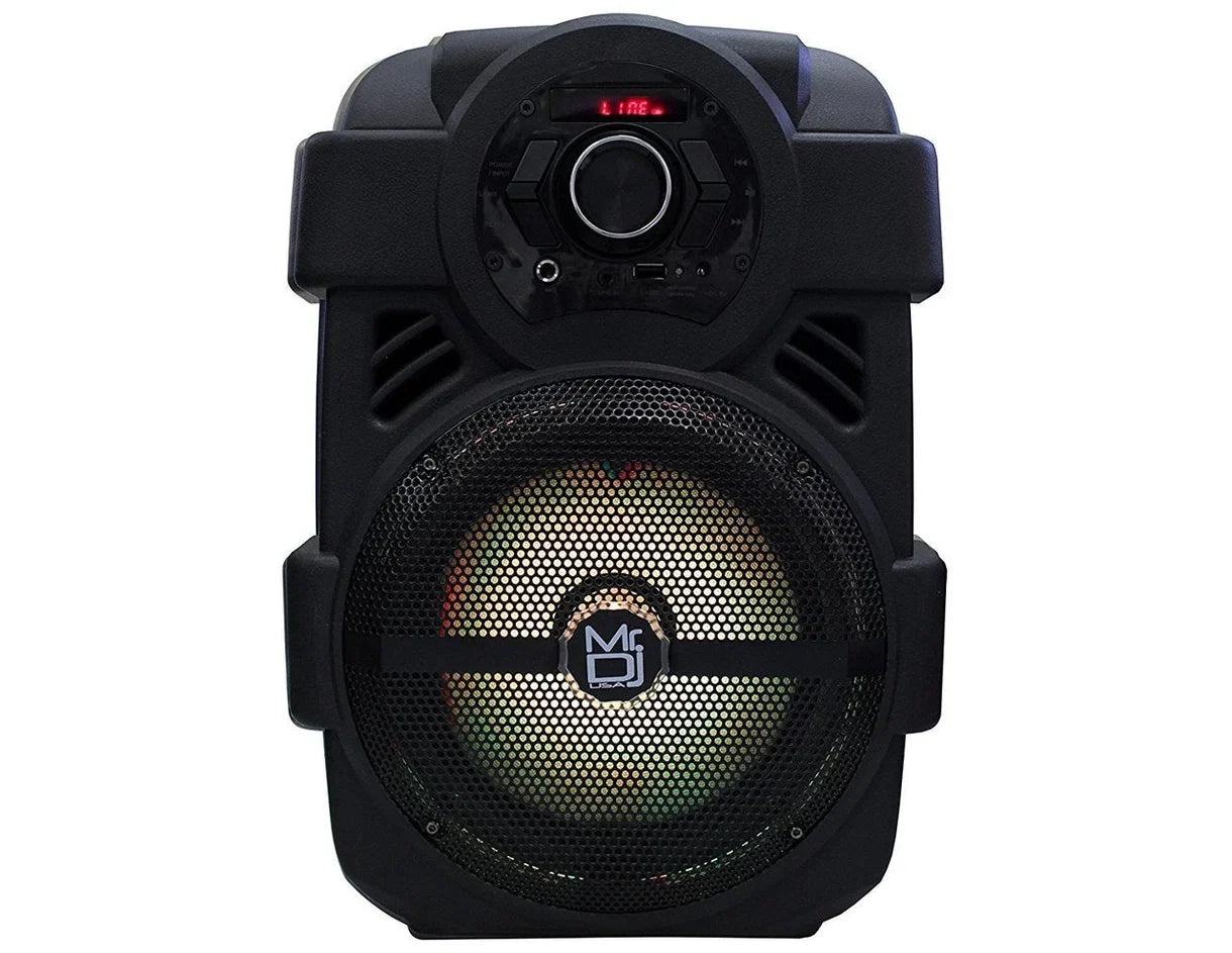 2 MR DJ PSE80BT 8" Portable Bluetooth Active Speaker Rechargeable Battery Party Speaker 1200 Watts