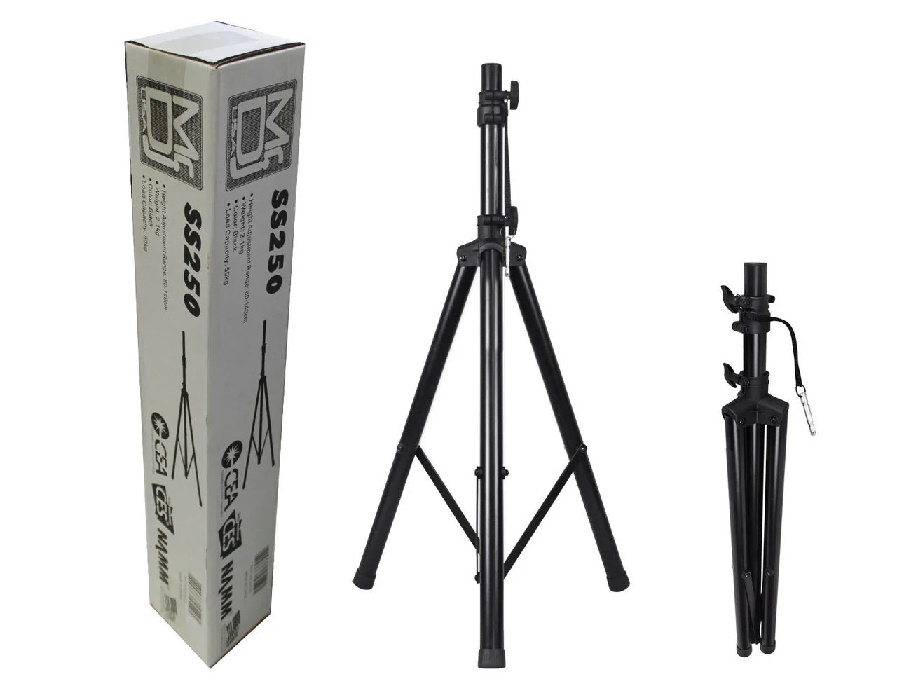 2 MR DJ SS250 Universal Folding Tripod PRO PA DJ Home On Stage Speaker Stand