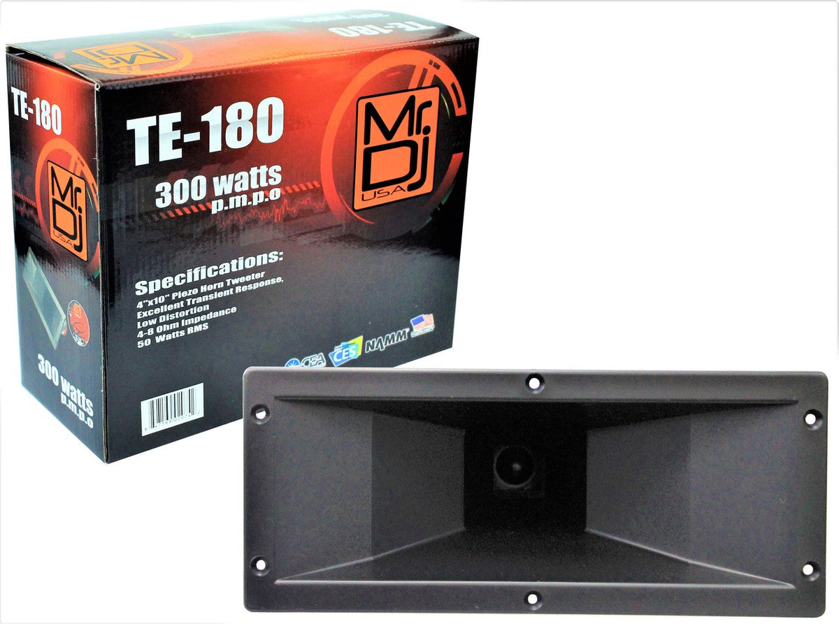 MR DJ TE-180 4"x10" 300W PRO Audio PA/DJ Wide Screw-ON Type Compression Horn Piezo Tweeter