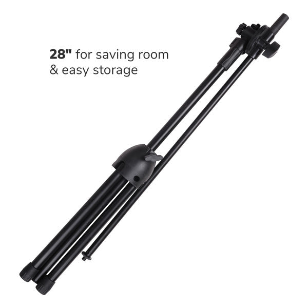 MR DJ MS600PKG 2 Universal Adjustable Tripod Microphone Stands Table Boom Stage with Mic Holder Clips & Carry Bag