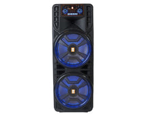Load image into Gallery viewer, MR DJ NEWYORK 2.0 Dual 12&quot; Rechargeable Portable Bluetooth Karaoke Speaker Party Flame Lights with 2 Wireless Microphone TWS USB FM Radio