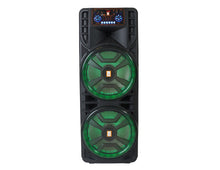 Load image into Gallery viewer, MR DJ NEWYORK 2.0 Dual 12&quot; Rechargeable Portable Bluetooth Karaoke Speaker Party Flame Lights with 2 Wireless Microphone TWS USB FM Radio