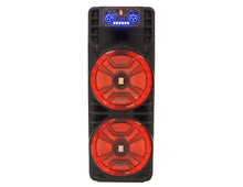 Load image into Gallery viewer, MR DJ NEWYORK 2.0 Dual 12&quot; Rechargeable Portable Bluetooth Karaoke Speaker Party Flame Lights with 2 Wireless Microphone TWS USB FM Radio