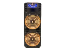 2 MR DJ NEWYORK 2.0 Dual 12” Rechargeable Bluetooth Party Speaker 4000W Portable PA System with Flame LED Lights 2 Wireless Microphones TWS Stereo USB FM Radio