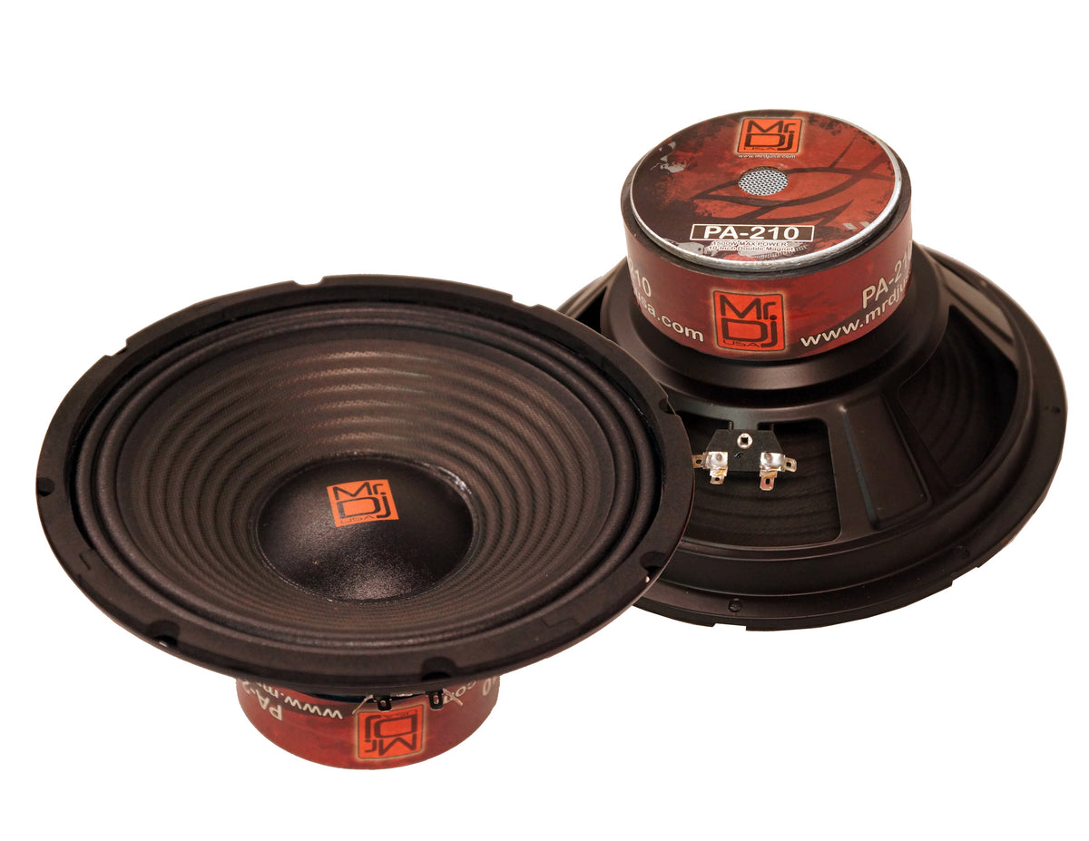 MR DJ PA210 10" 1500W 100 Oz. 8-Ohms Dual Magnet Universal PRO PA/DJ Raw Woofer Subwoofer