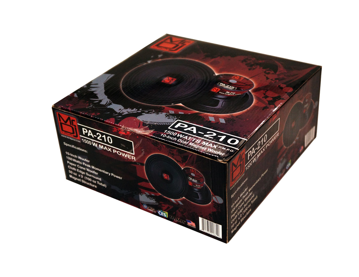 MR DJ PA210 10" 1500W 100 Oz. 8-Ohms Dual Magnet Universal PRO PA/DJ Raw Woofer Subwoofer