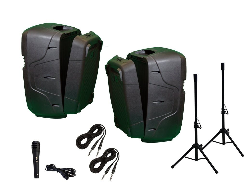 MR DJ PBX210COMBO+ Portable all in One Personal PRO PA/DJ KTV System 2X 10" 3000W Active Speaker Detachable Mixer & Stands
