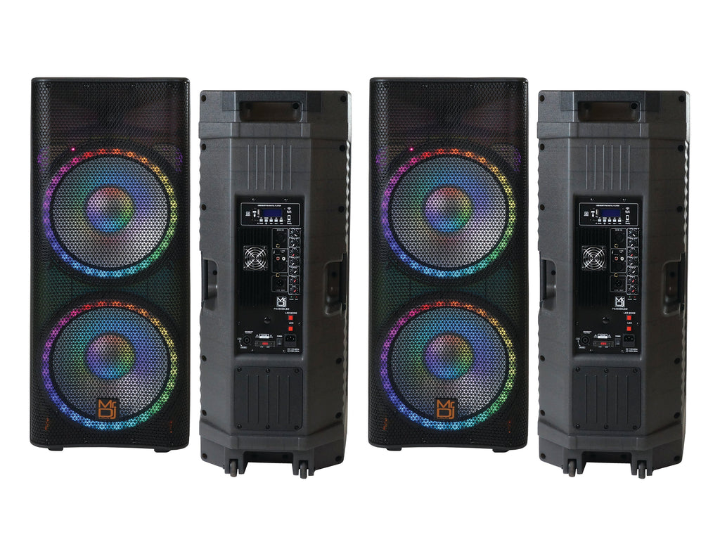 2 MR DJ PBX6500LED & PBX6500S Dual 15" 3-Way Full-Range Powered/Active and Passive DJ PA Multipurpose Live Sound Bluetooth Loudspeaker