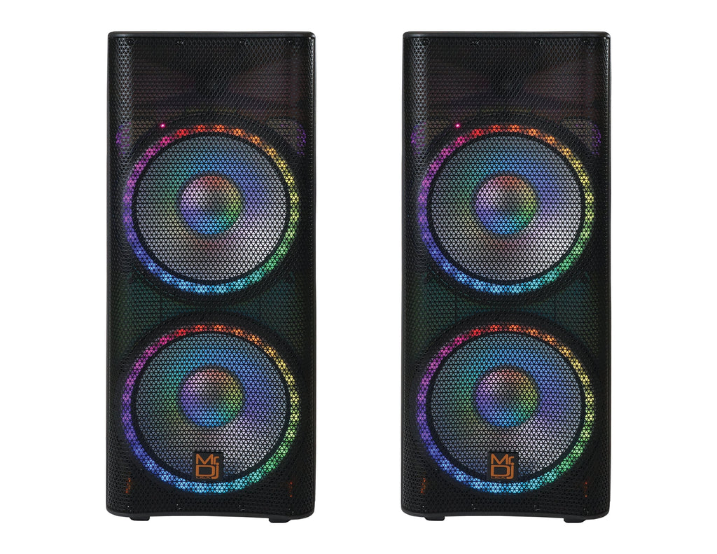 2 MR DJ PBX6500LED & PBX6500S Dual 15" 3-Way Full-Range Powered/Active and Passive DJ PA Multipurpose Live Sound Bluetooth Loudspeaker