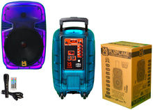 Load image into Gallery viewer, MR DJ PL12FLAME 12&quot; Portable Translucent Trolley PA DJ Active Powered Bluetooth TWS Speaker 3000 Watts LCD/MP3/USB/micro SD
