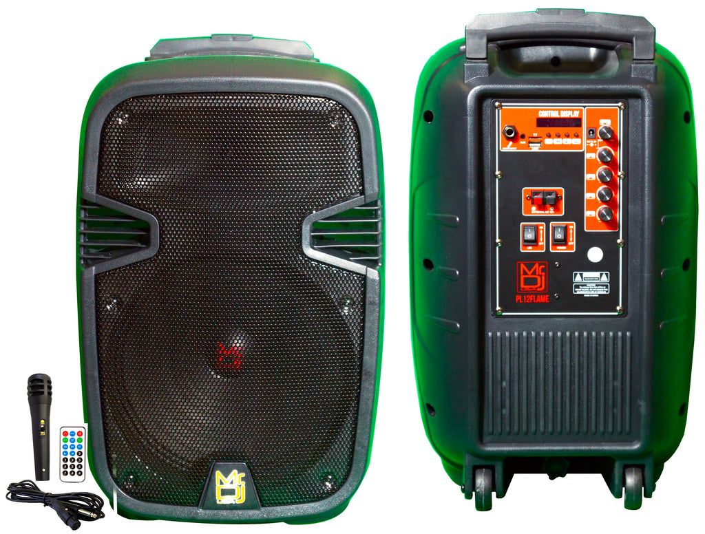 MR DJ PL12FLAME 12" Portable Translucent Trolley PA DJ Active Powered Bluetooth TWS Speaker 3000 Watts LCD/MP3/USB/micro SD