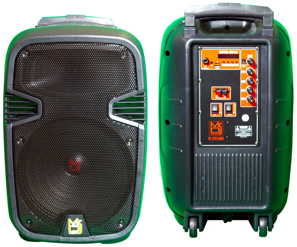 2 MR DJ PL12FLAME 12" Portable Translucent Bluetooth Speaker + Speaker Stand