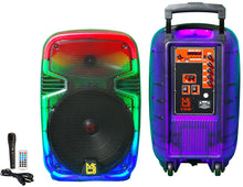 Load image into Gallery viewer, MR DJ PL12FLAME 12" Portable Translucent Bluetooth Speaker + Speaker Stand + 18-LED Moving Head DJ Light
