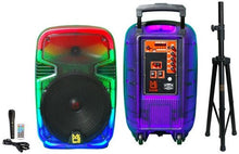 Load image into Gallery viewer, MR DJ PL12FLAME 12" Portable Translucent Bluetooth Speaker + Speaker Stand + 18-LED Moving Head DJ Light