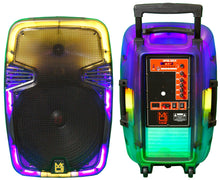 Load image into Gallery viewer, MR DJ PL15FLAME 15" Portable Translucent Trolley PA DJ Active Powered Bluetooth TWS Speaker 3500 Watts LCD/MP3/USB/micro SD