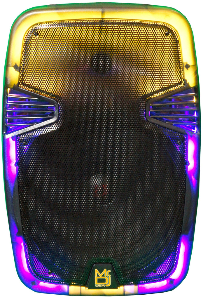 MR DJ PL15FLAME 15" Portable Translucent Bluetooth DJ PA Karaoke Active Powered Party Speaker