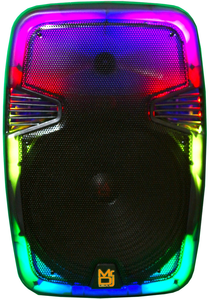MR DJ PL15FLAME 15" Portable Translucent Bluetooth DJ PA Karaoke Active Powered Party Speaker