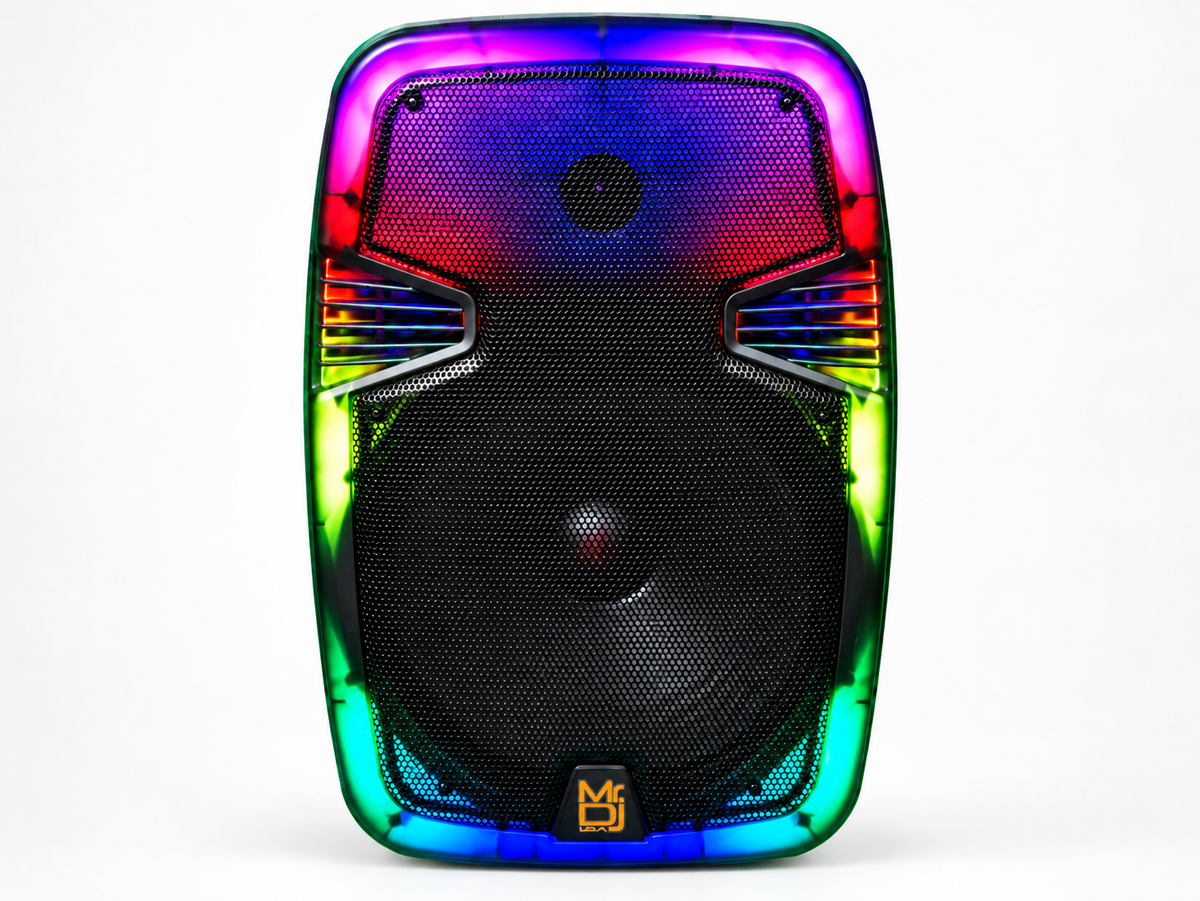 2 MR DJ PL15FLAME 15" Portable Translucent Bluetooth Speaker