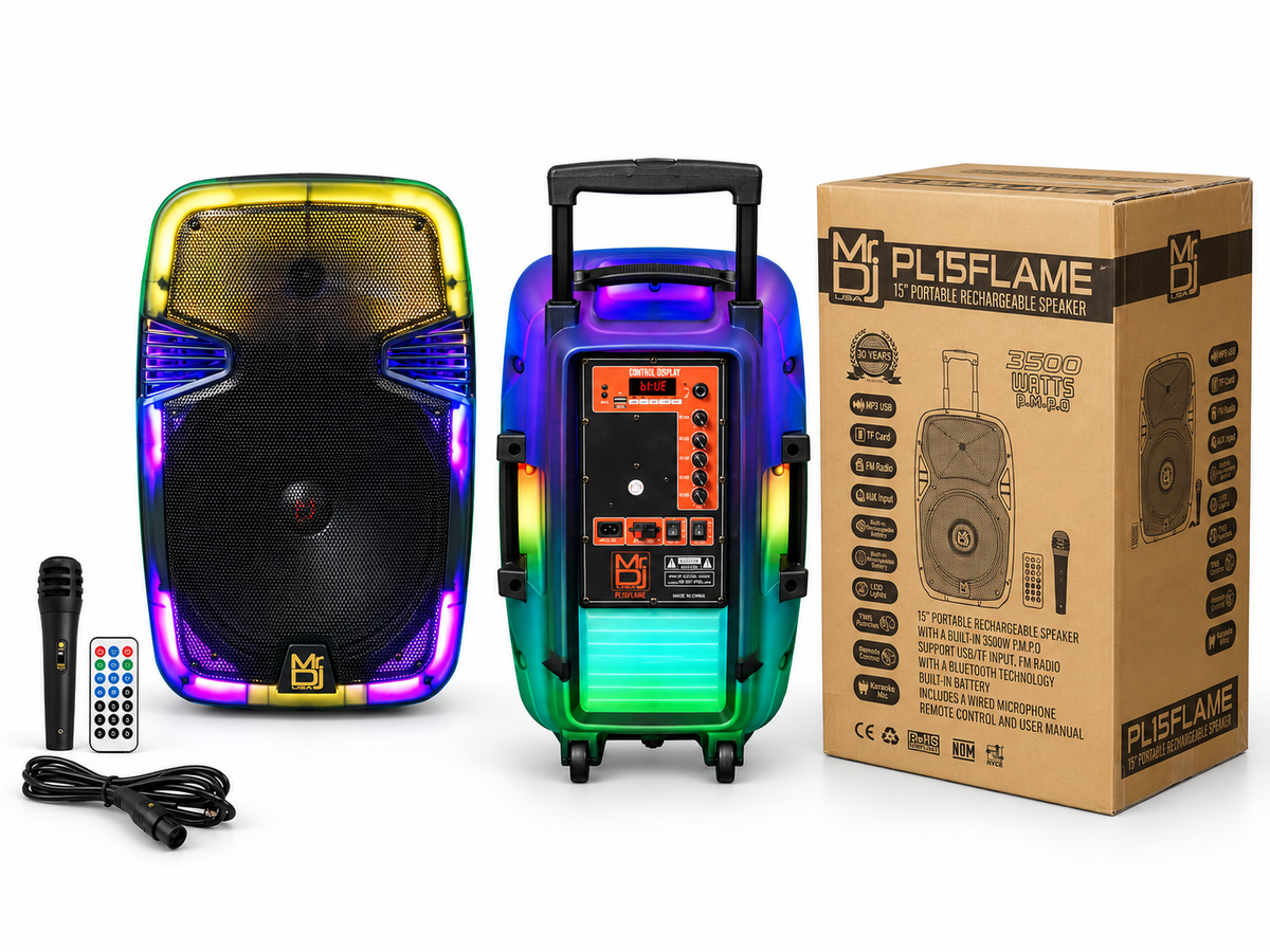 MR DJ PL12FLAME 12" Portable Translucent Bluetooth Speaker