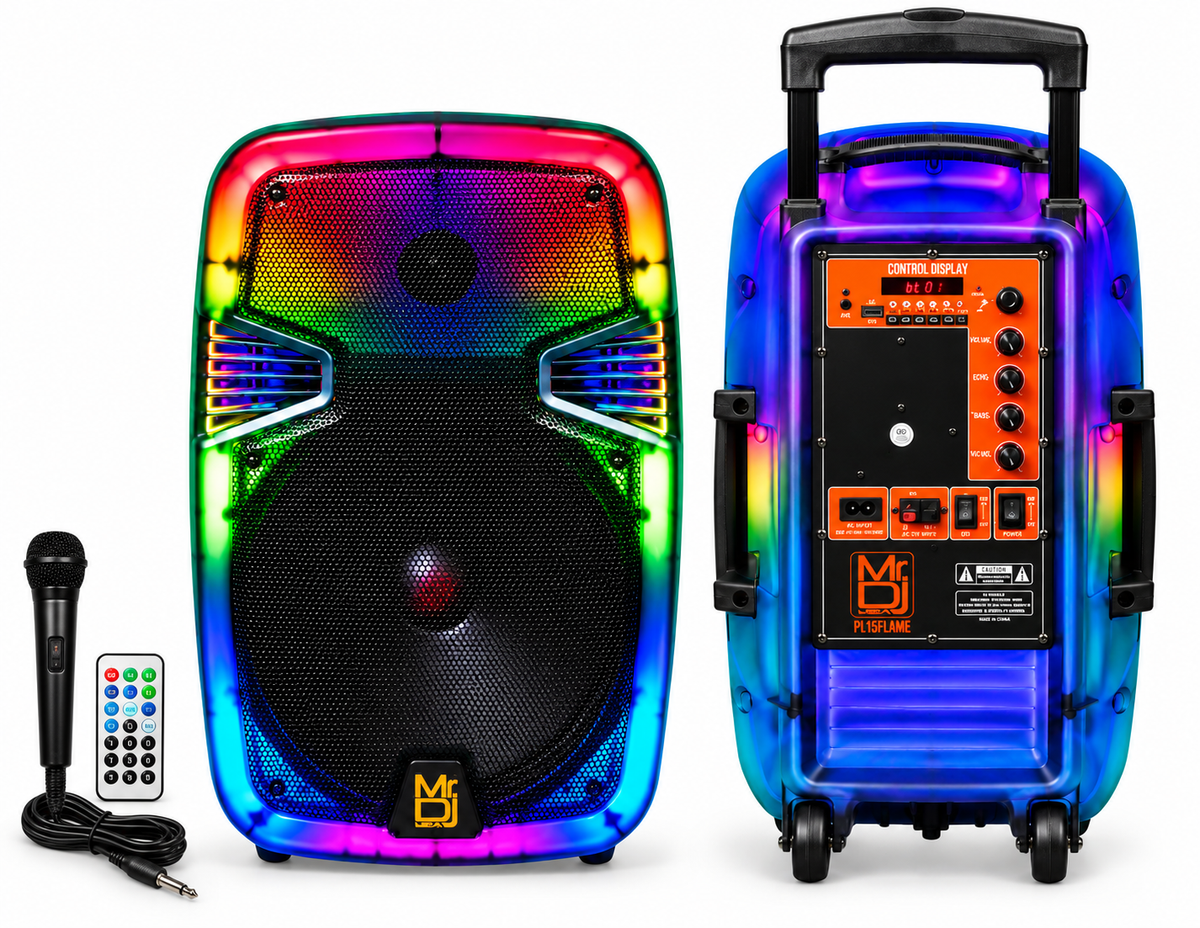 MR DJ PL12FLAME 12" Portable Translucent Bluetooth Speaker