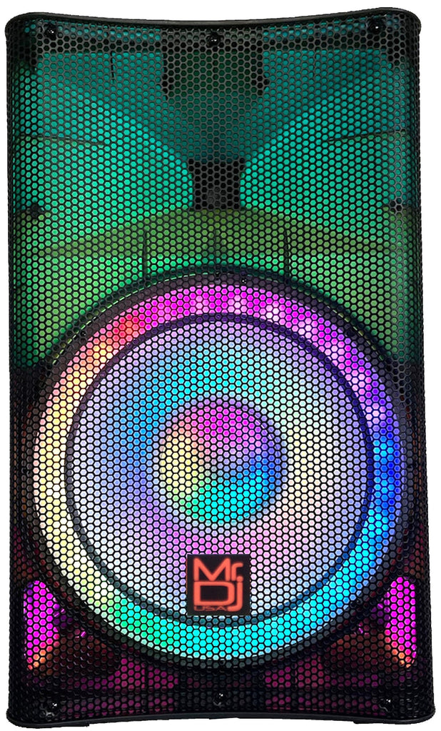 MR DJ PLED5200 15" Portable Translucent Bluetooth PRO DJ PA Karaoke Active Powered Party Speaker