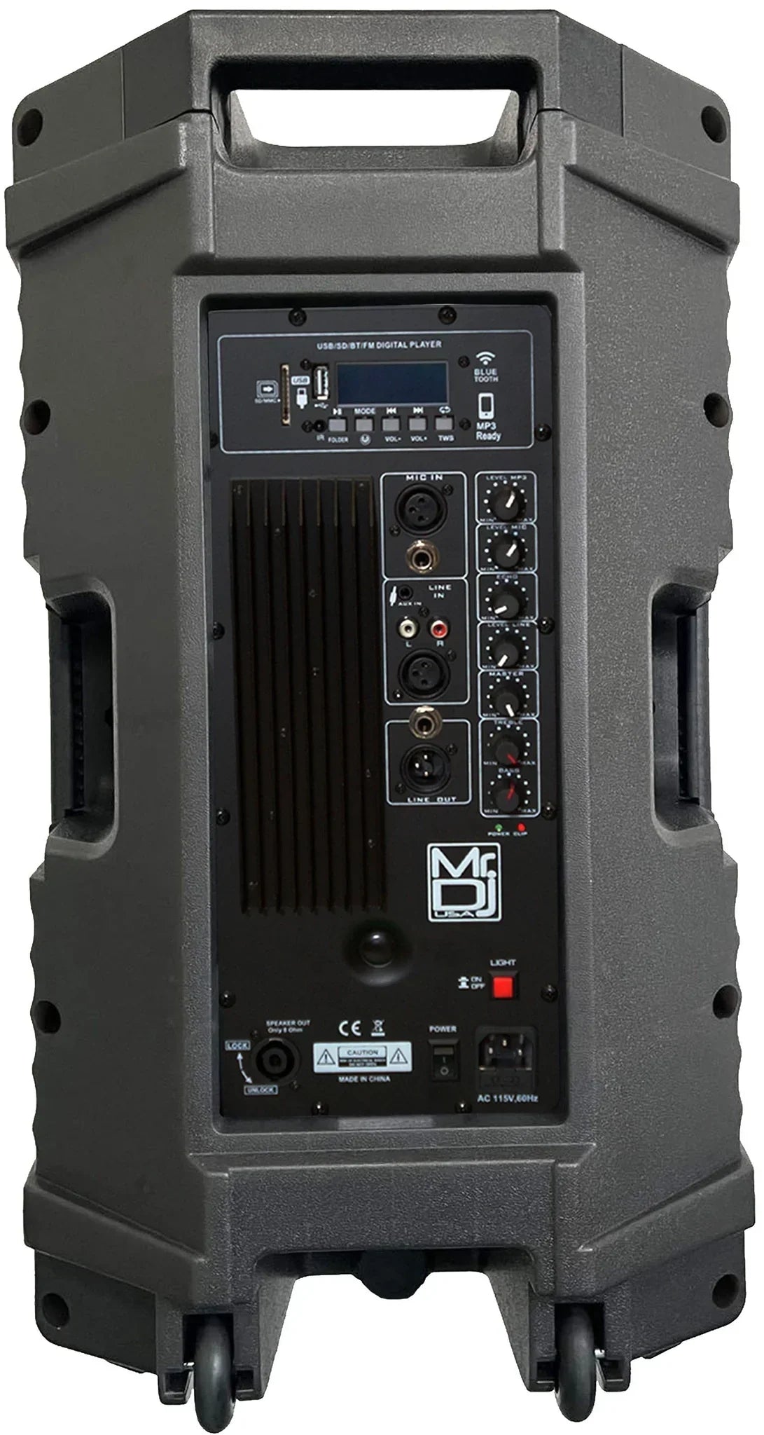 2 MR DJ PLED5200 + 2 Speaker Stand 2-Way 15" Portable PRO PA DJ Active Powered Speaker Bluetooth FM USB Sd Karaoke & Smart App + 2 Speaker Stand