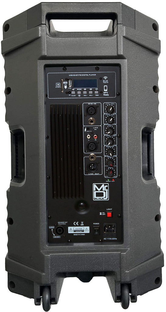 MR DJ PLED5200 15" Portable Translucent Bluetooth PRO DJ PA Karaoke Active Powered Party Speaker