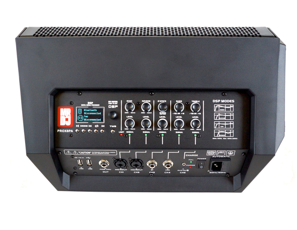 MR DJ PROX8PA PRO Battery Powered Active Portable PA Speaker All-in-One Array System