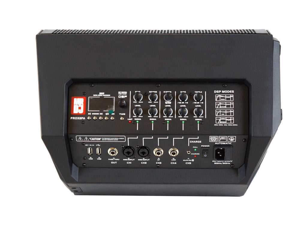MR DJ PROX8PA PRO Battery Powered Active Portable PA Speaker All-in-One + Stand