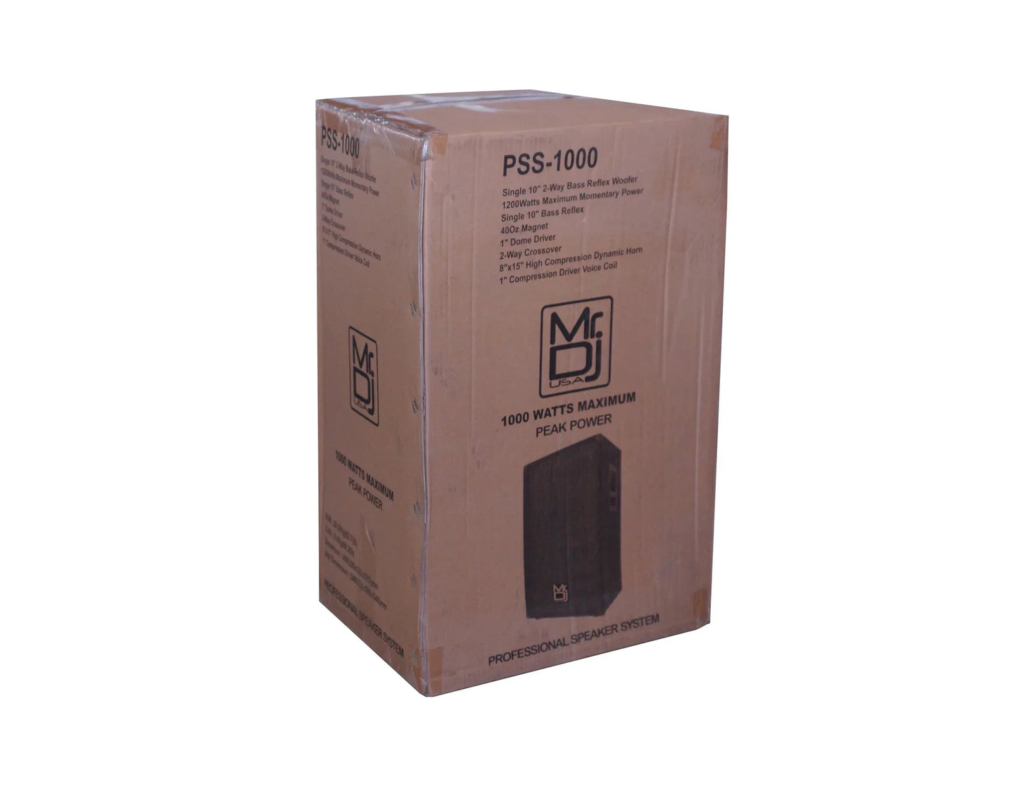 MR DJ PSS1000 Single 10" Passive 1200 Watts 2-Way DJ/PA PRO Audio Loudspeaker
