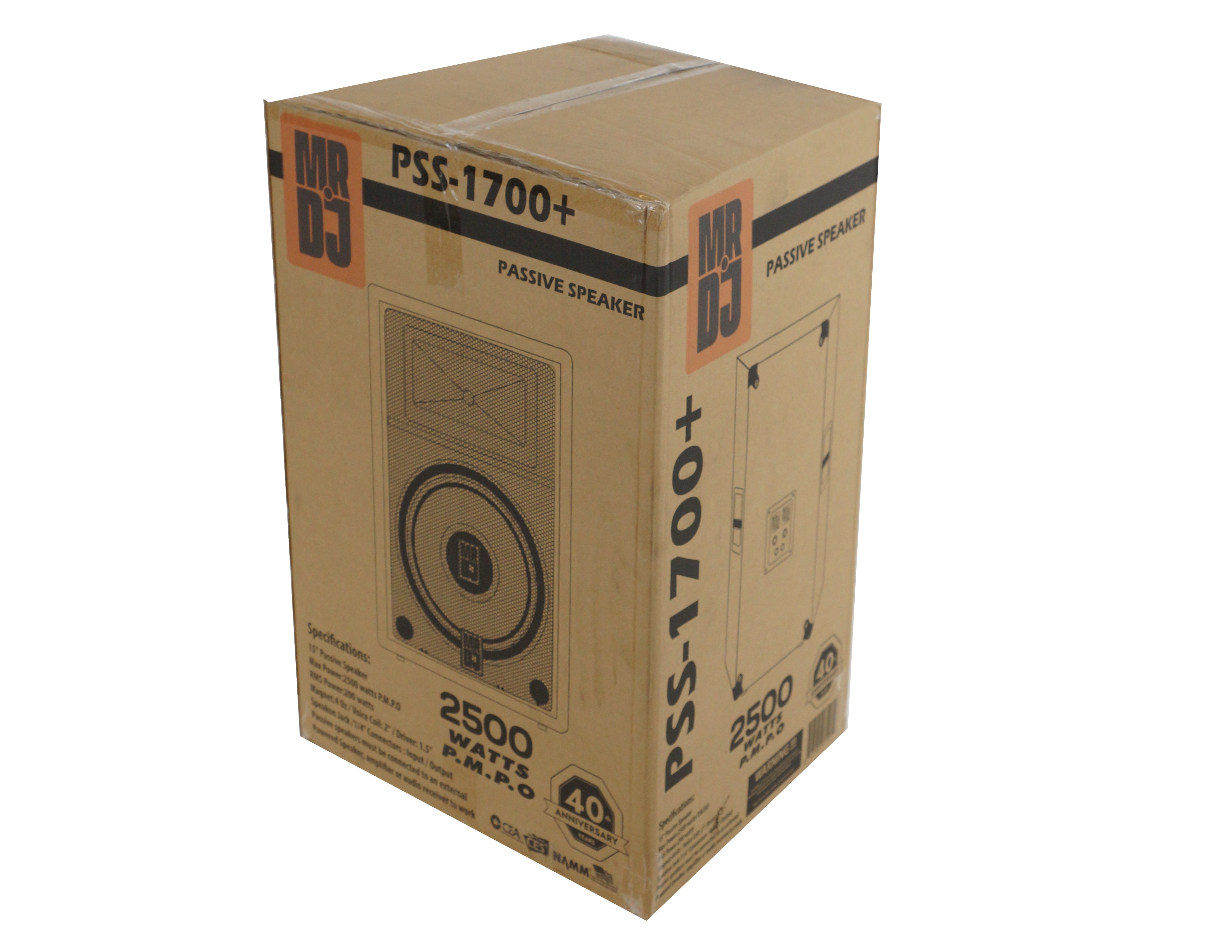2 MR DJ PSS2500 Single 18" Passive 2500 Watts 2-Way DJ/PA PRO Audio Loudspeaker