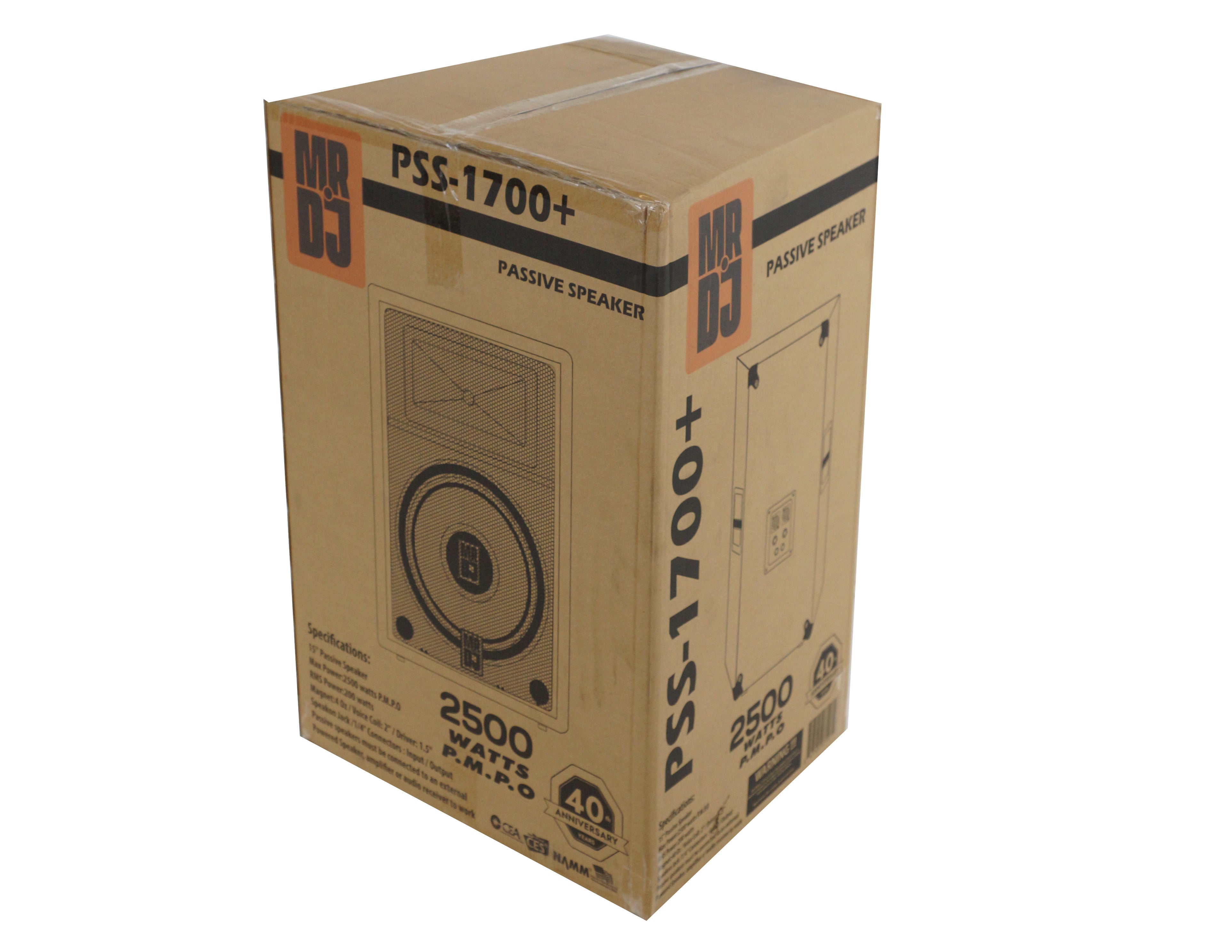 MR DJ PSS-1700 Single 15" Passive 2-Way DJ/PA PRO Audio Loudspeaker