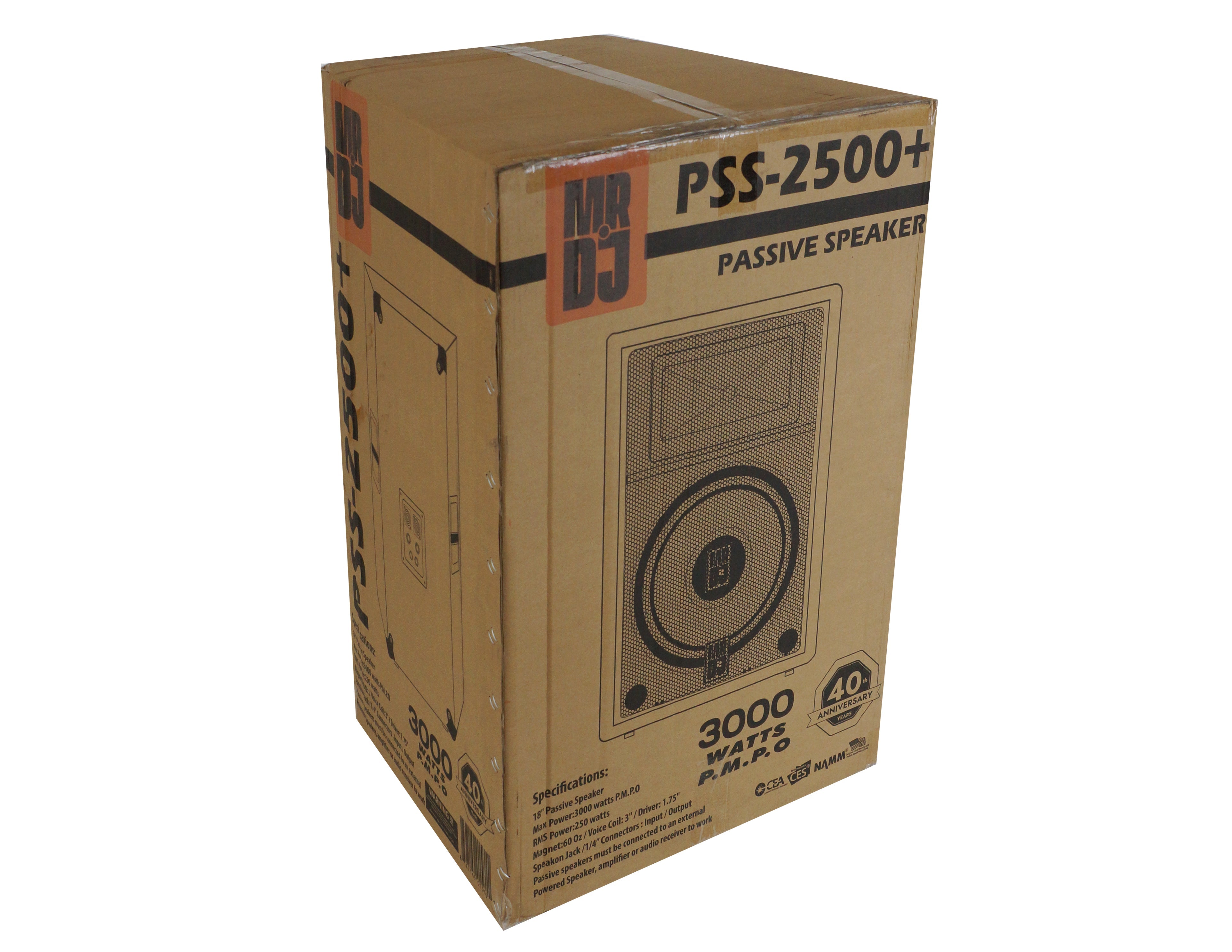 2 MR DJ PSS2500 Single 18" Passive 2500 Watts 2-Way DJ/PA PRO Audio Loudspeaker